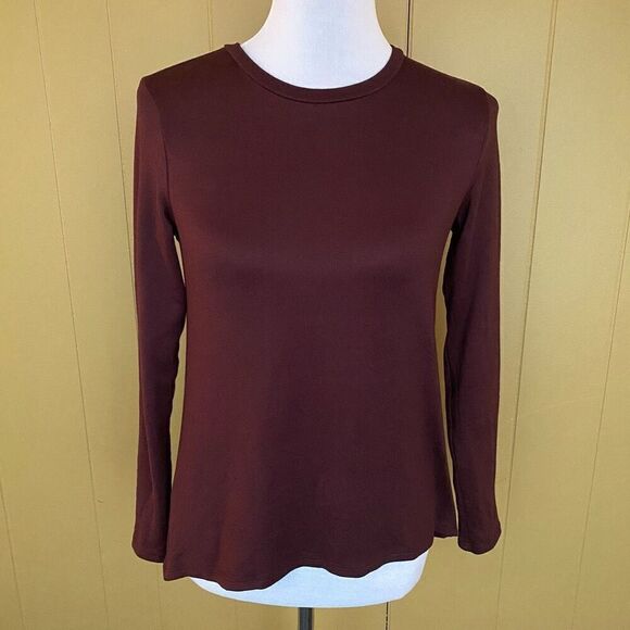 American Eagle women XS soft & plush Longsleeve Crewneck top burgundy - Picture 1 of 9